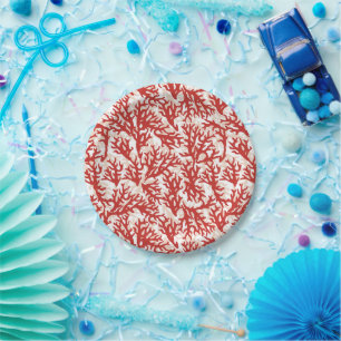 Assiettes En Carton Motif de corail rouge