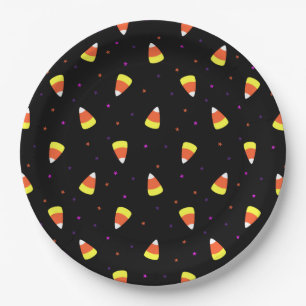 Assiettes En Carton Motif de Corne de bonbons d'Halloween
