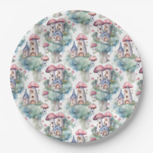 Assiettes En Carton Motif de Cottage Champignon Fantaisiste (10)