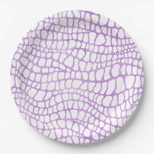 Assiettes En Carton Motif de couleur crocodile blanc et violet