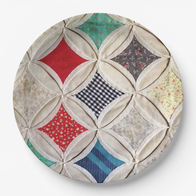 Assiettes En Carton Motif de courtepointe de la fenêtre de la cathédra (Devant)