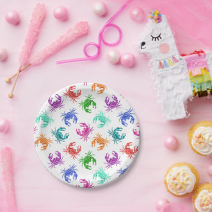 Assiettes En Carton Motif De Crabes