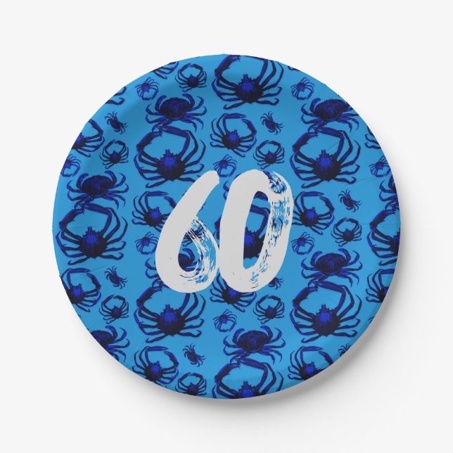 Assiettes En Carton Motif de crabes bleus (Devant)
