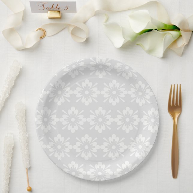 Assiettes En Carton Motif de dentelle florale (Mariage)