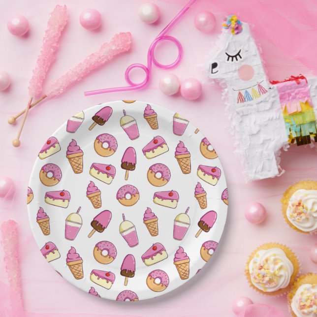 Assiettes En Carton Motif de dessert pour dent sucrée (Fête)