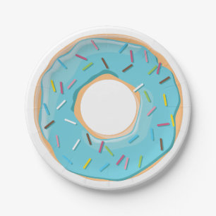 Assiettes En Carton Motif de Donuts Colorés Rétro pour une Fête Amusan