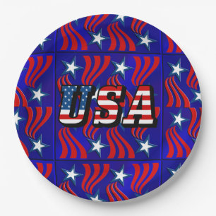 Assiettes En Carton Motif de drapeau Abstrait avec Plaques de papier t
