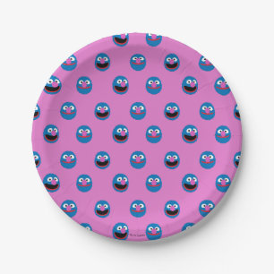 Assiettes En Carton Motif de face de Grover rose