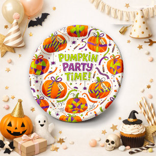 Assiettes En Carton Motif de fête d'Halloween Citrouille Orange Mignon