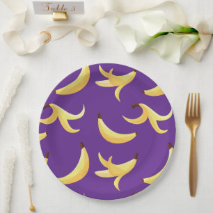 Assiettes En Carton Motif de fête drôle de jeux de mots sur la banane,