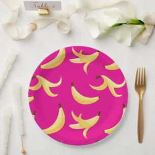 Assiettes En Carton Motif de fête drôle de jeux de mots sur la banane,