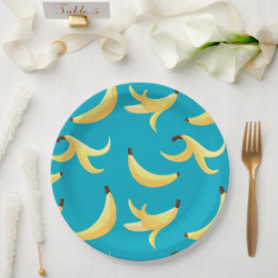 Assiettes En Carton Motif de fête drôle de jeux de mots sur la banane,