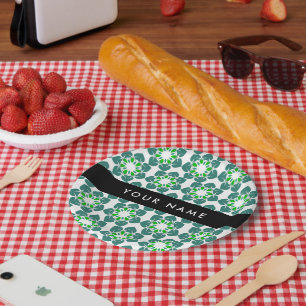 Assiettes En Carton Motif de feuille, feuilles vertes, votre nom