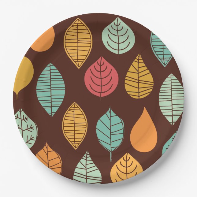 Assiettes En Carton Motif de feuilles d'automne moderne (Devant)