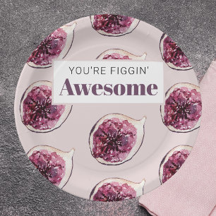 Assiettes En Carton Motif de Fig violet moderne & Vous êtes Figgin' Aw