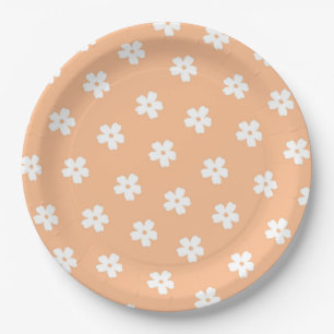 Assiettes En Carton Motif de fleur hippie blanche de la Pêche à la Pre