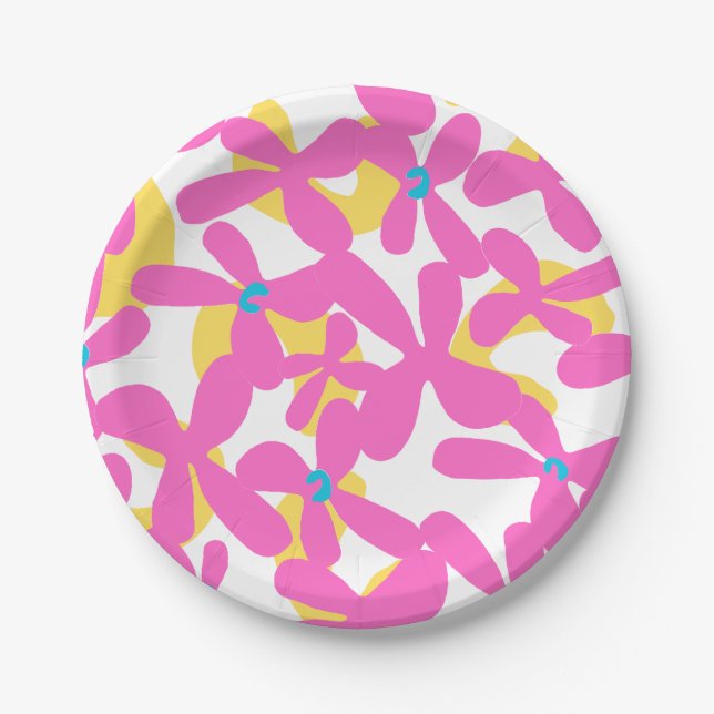 Assiettes En Carton Motif de fleurs (Devant)