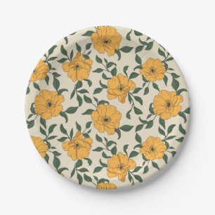 Assiettes En Carton Motif de fleurs de crapaud orange