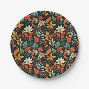 Assiettes En Carton Motif de fleurs exotiques florales