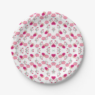Assiettes En Carton Motif de fleurs roses