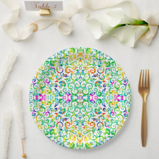 Assiettes En Carton Motif de fleurs sans couture coloré mignon