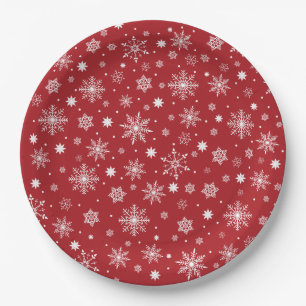 Assiettes En Carton Motif de flocons de neige mûrs
