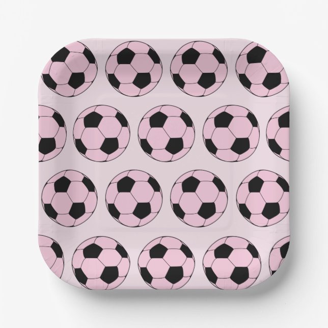 Assiettes En Carton Motif de football rose (Recto)