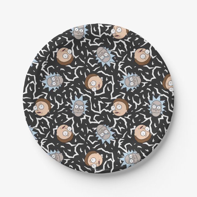 Assiettes En Carton Motif de foudre Rick et Morty (Devant)