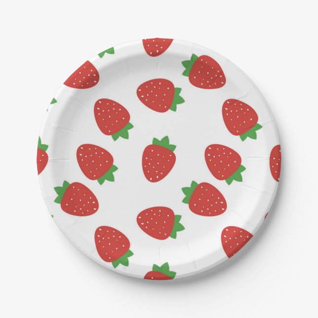 Assiettes En Carton Motif de fraises (Devant)