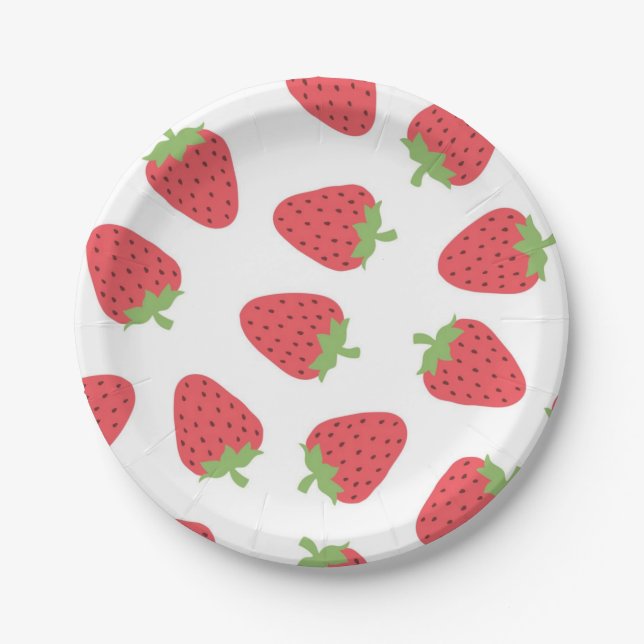 Assiettes En Carton Motif de fraises (Devant)