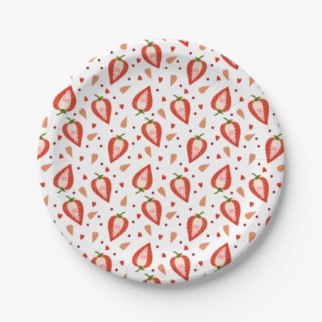 Assiettes En Carton Motif de fraises sucrées de mûre Berry (Devant)