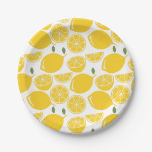Assiettes En Carton Motif de fruits de citron jaune
