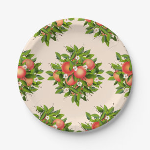 Assiettes En Carton Motif de fruits de pêche