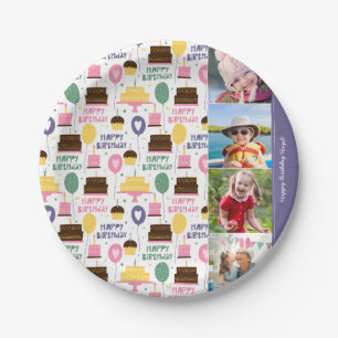 Assiettes En Carton Motif de gâteau coloré Joyeux anniversaire avec no