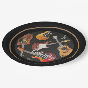 Assiettes En Carton Motif de guitare