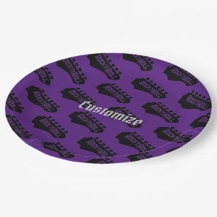 Assiettes En Carton Motif de guitare rock et roll