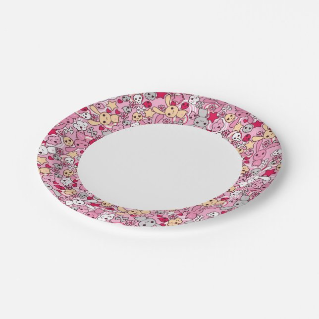 Assiettes En Carton motif de Kawaii (Angle)