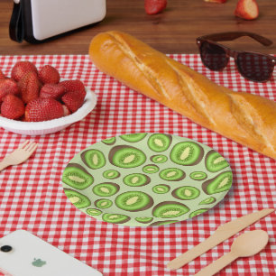 Assiettes En Carton Motif de kiwi vert et marron