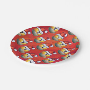 Assiettes En Carton Motif de la boule Santa Hat Nine sur rouge