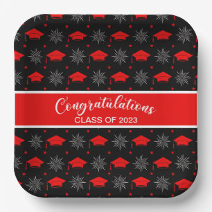 Assiettes En Carton Motif de la casquette rouge et noire