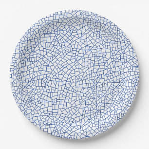 Assiettes En Carton Motif de la créature - bleu marine sur blanc