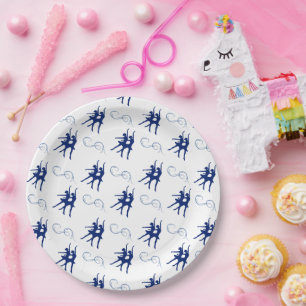 Assiettes En Carton Motif de la danseuse de ballet bleu