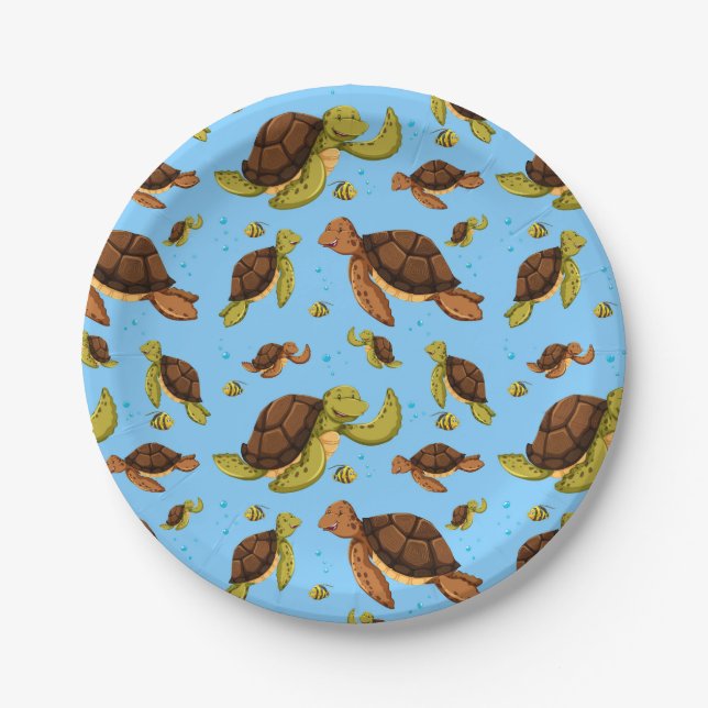Assiettes En Carton Motif de la tortue de mer (Devant)