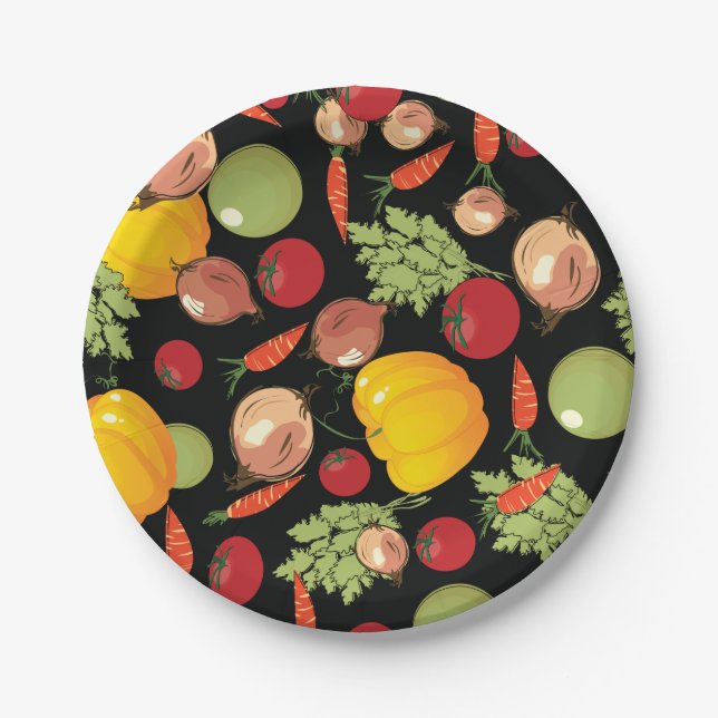Assiettes En Carton Motif de légumes (Devant)