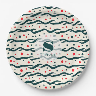 Assiettes En Carton Motif de lignes et de formes géométriques Abstrait