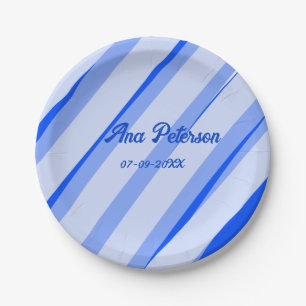 Assiettes En Carton Motif de lignes rétro boho ajouter un nom date pas