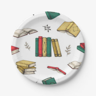 Assiettes En Carton Motif de livre