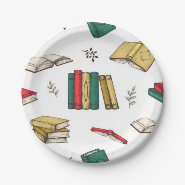 Assiettes En Carton Motif de livre (Devant)
