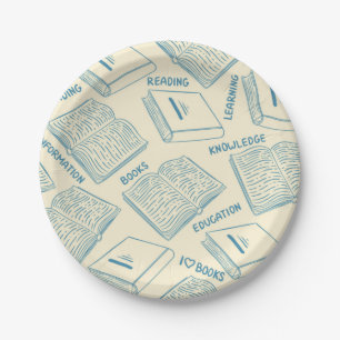 Assiettes En Carton Motif de livre
