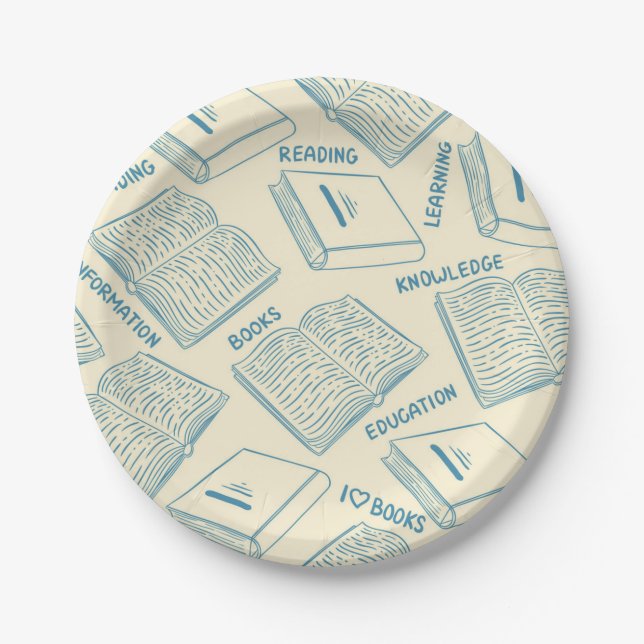 Assiettes En Carton Motif de livre (Devant)